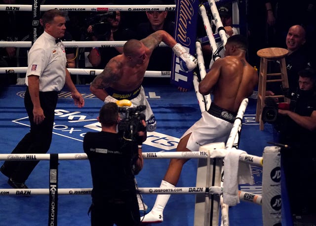 Anthony Joshua ended the fight slumped against the ropes (Nick Potts/PA)