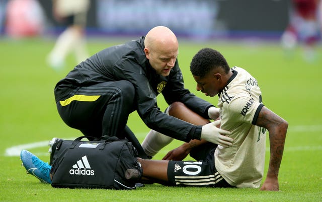 Marcus Rashford was injured at West Ham