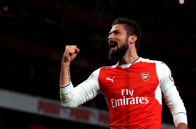 Olivier Giroud celebrates his wonder goal against Crystal Palace 