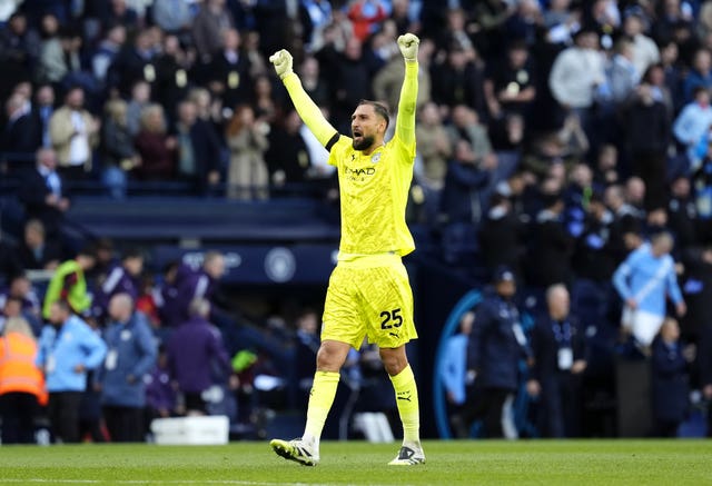Manchester City goalkeeper Gianluigi Donnarumma celebrates