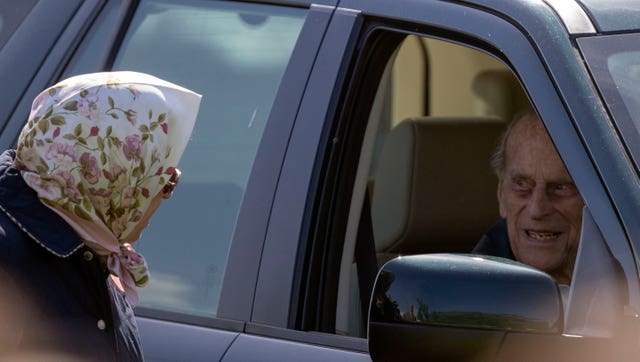 The Queen talking to the Duke of Edinburgh during the Royal Windsor Horse Show (Steve Parsons/PA)