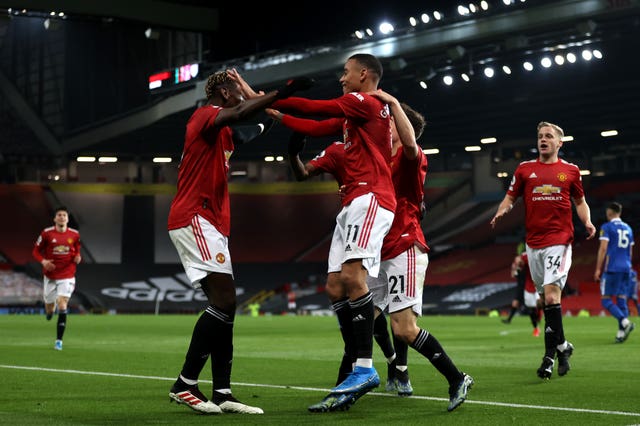 Manchester United’s Mason Greenwood celebrates his goal