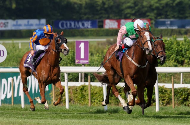 Lope De Lilas in winning action at Leopardstown