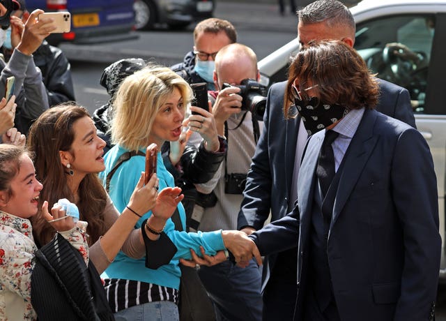 Actor Johnny Depp arrives at the High Court in London