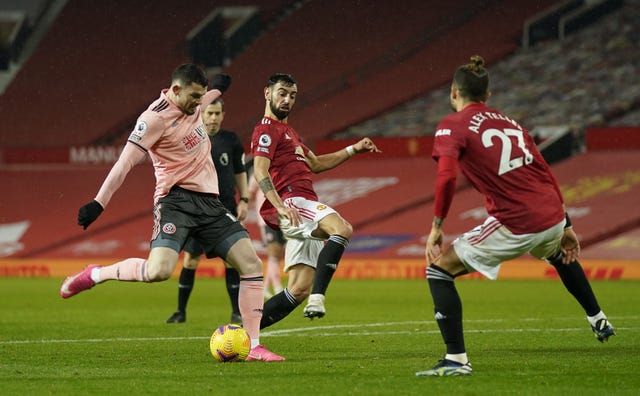 Substitute Oliver Burke fired Sheffield United to victory at Old Trafford on Wednesday