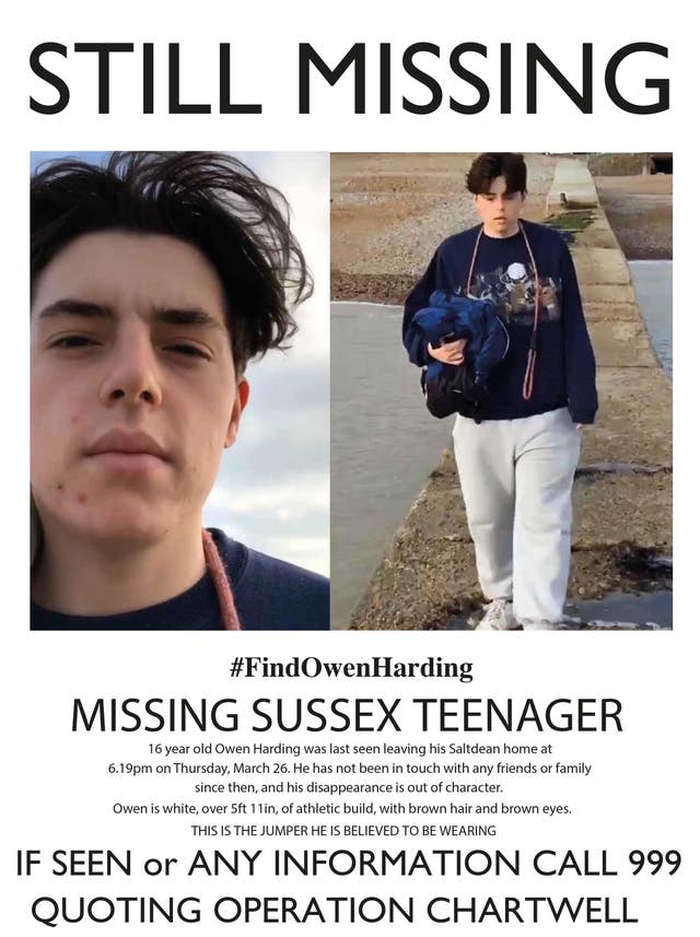 Appeal poster for missing Owen Harding 