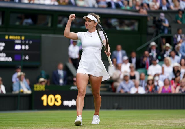 Simona Halep celebrates victory