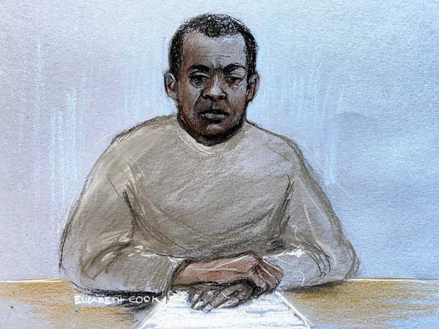 A court artist sketch of Mark Gordon appearing at the Old Bailey