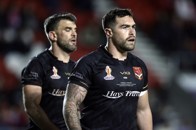 Wales’ Matthew Fozard, right, and Elliot Kear look dejected