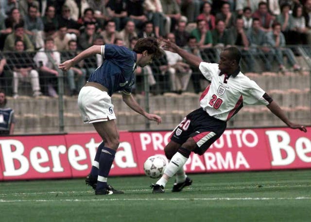 Ian Wright scored England's first goal against the Azzurri.