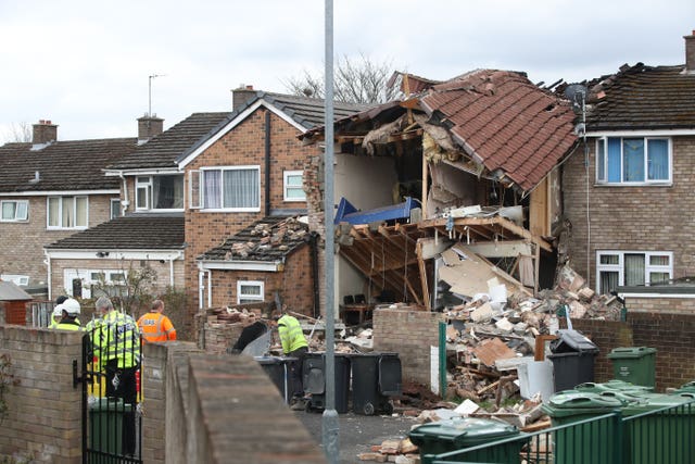 Scene of the explosion in Crescent Walk, Ravensthorpe, Dewsbury