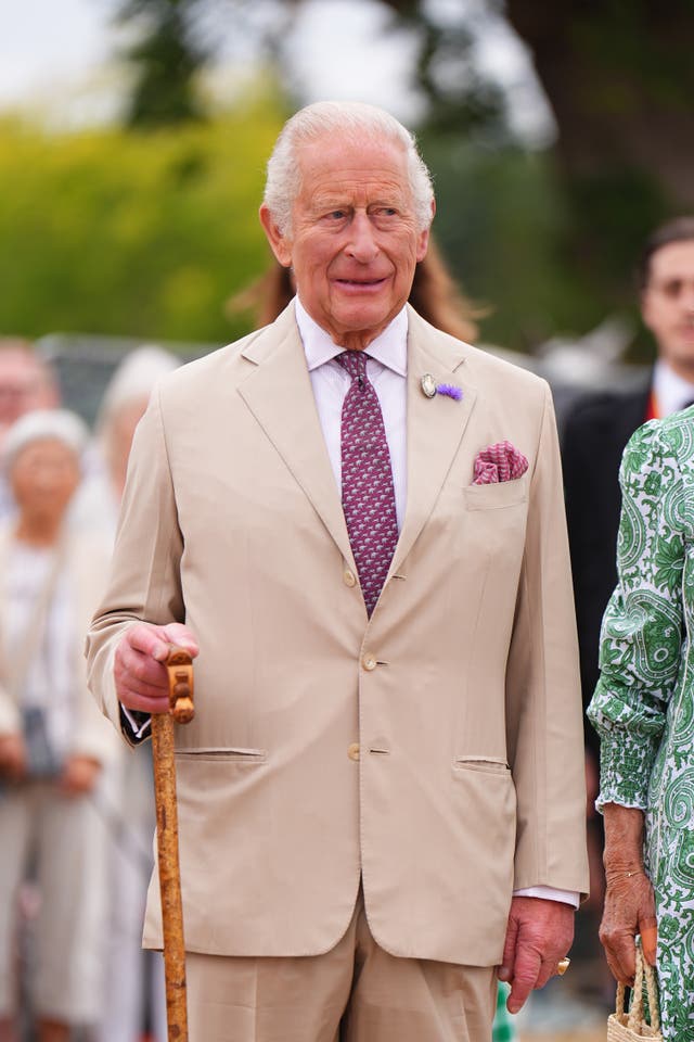 The King, patron of the Royal Horticultural Society, arrives for a visit to the RHS Sandringham Flower Show