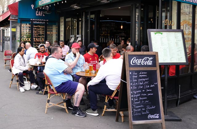 Liverpool fans in Paris ahead of Saturday’s Uefa Champions League final at the Stade de France