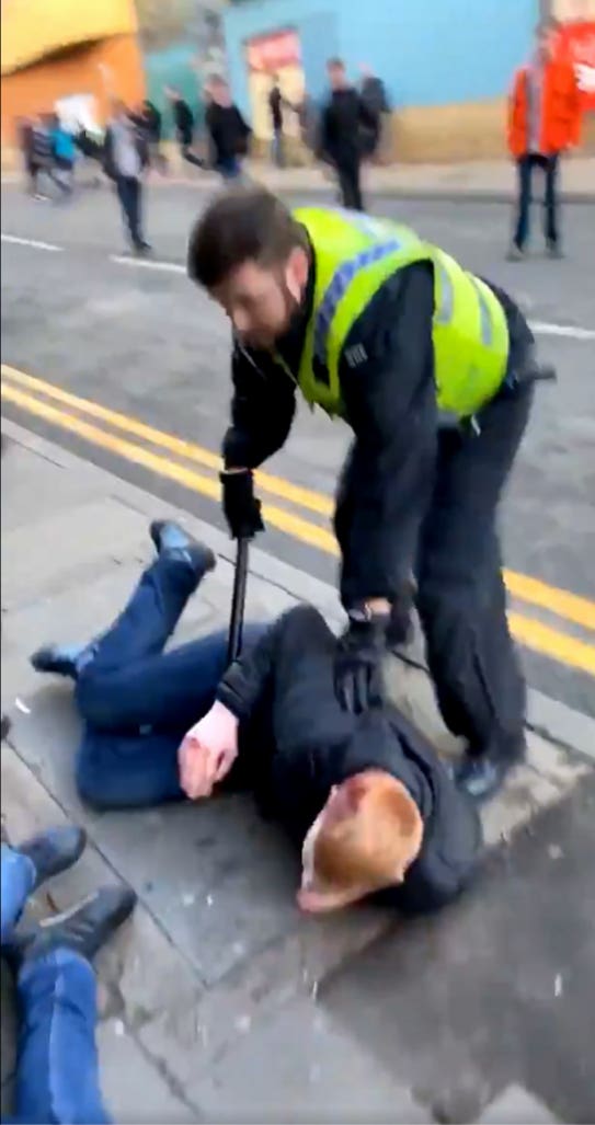 Teenager hot with police baton after football match