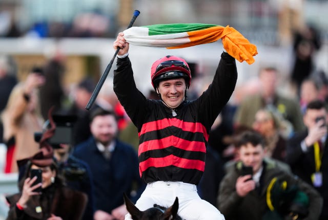 Colin Keane celebrates at Cheltenham
