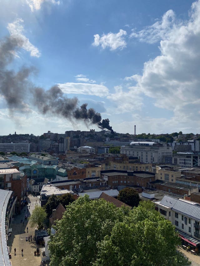 Handout photo courtesy of Greg De Tisi of smoke above St Michael’s Hospital in Bristol after a fire broke out.
