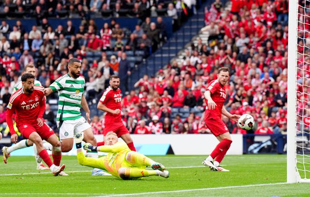 Celtic goalkeeper Kasper Schmeichel turns the ball into his own net