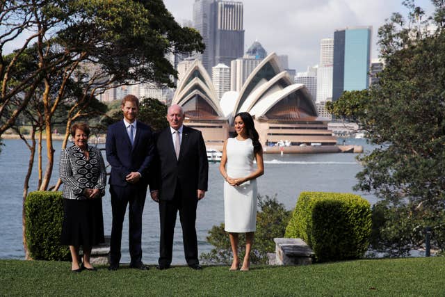 Harry and Meghan with Australia's Governor General Sir Peter Cosgrove and his wife Lady Cosgrove