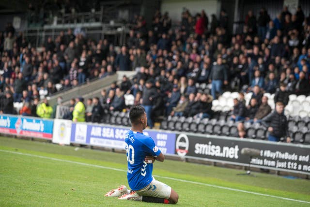 Alfredo Morelos was struck as he celebrated in front of the St Mirren fans