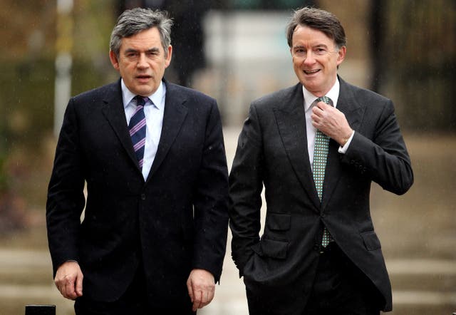 Gordon Brown, left, and Lord Mandelson in 2010