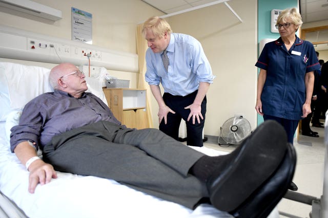 The PM chats to a patient at Bassetlaw District General Hospital