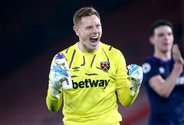 West Ham goalkeeper David Martin led the celebrations after a rare win 