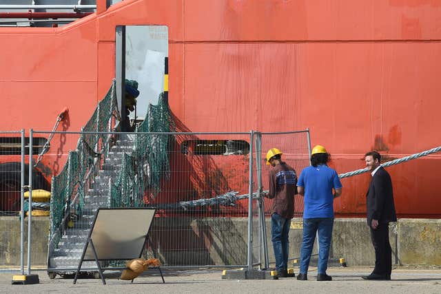 Ship stranded in Great Yarmouth