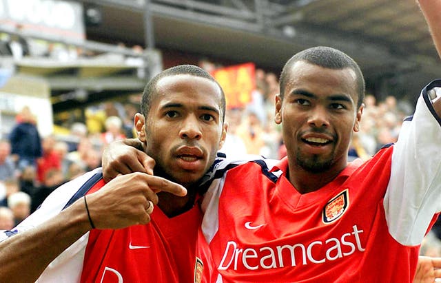 Cole, right, broke into the Arsenal team as a teenager in 1999