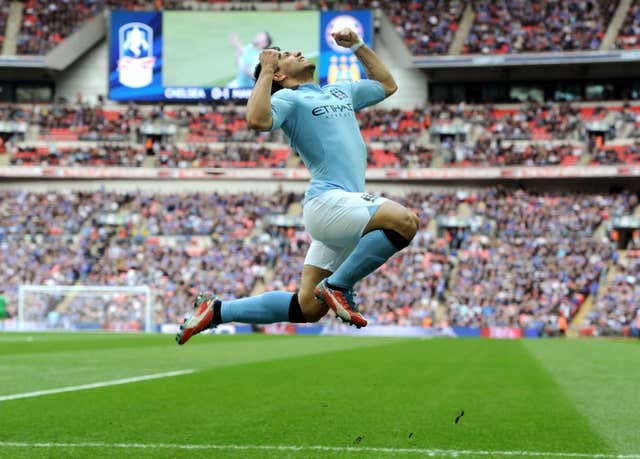 Sergio Aguero celebrates