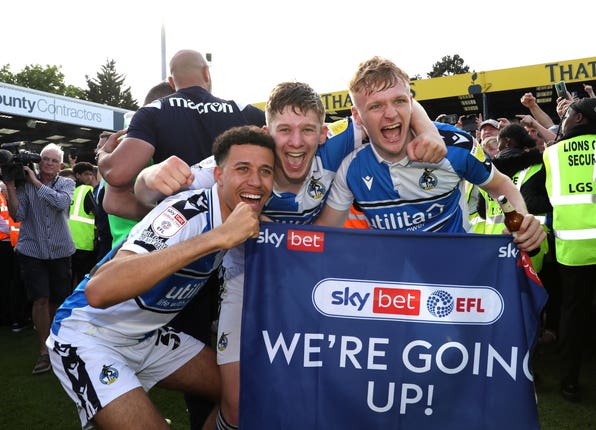 Bristol Rovers thrashed Scunthorpe 7-0 to pip Northampton to third place on goals scored and secure promotion to League One