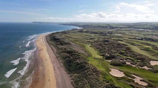 An aerial view of Royal Portrush Golf Club, Northern Ireland