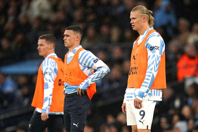 Sergio Gomez, Phil Foden and Erling Haaland