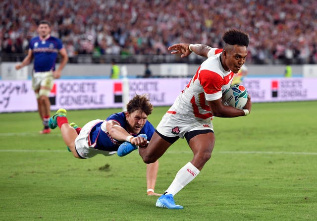 Kotaro Matsushima ran in a hat-trick of tries - the first Japan player to do so at the Rugby World Cup.