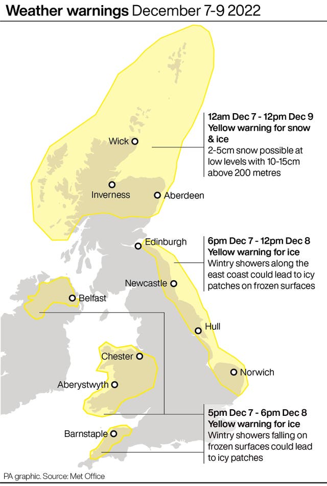 Weather warnings December 7-9 2022