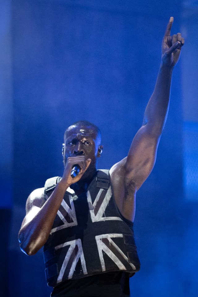 Stormzy performing on the Pyramid Stage