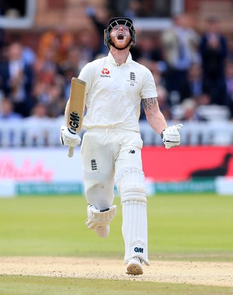 Ben Stokes celebrates reaching his century