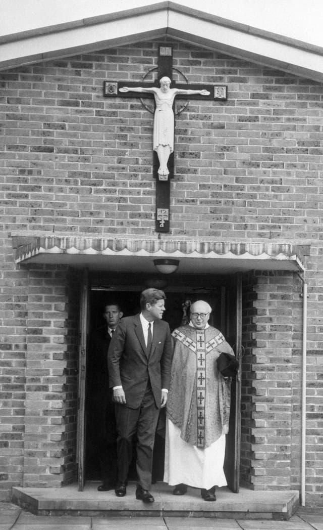 President Kennedy at Our Lady Of The Forest church during a visit to the UK (PA)