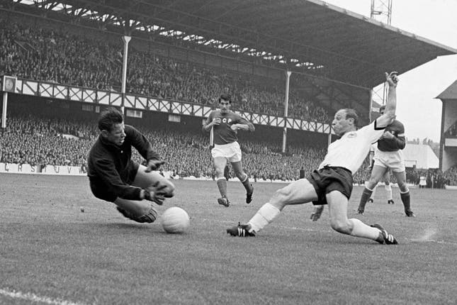 Uwe Seeler is denied by Russia goalkeeper Lev Yashin during the 1966 World Cup semi-final at Everton's Goodison Park