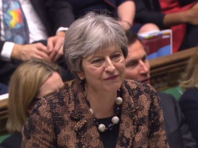Prime Minister Theresa May speaks during Prime Minister’s Questions in the House of <a href=