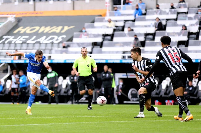 Newcastle played Brighton in front of empty stands on Sunday