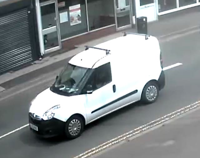 Stirling's white van, pictured the day after the killing