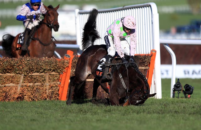 It was a day of ups and downs for Willie Mullins, as Benie Des Dieux fell at the last to hand victory instead to Roksana in the OLBG Mares’ Hurdle