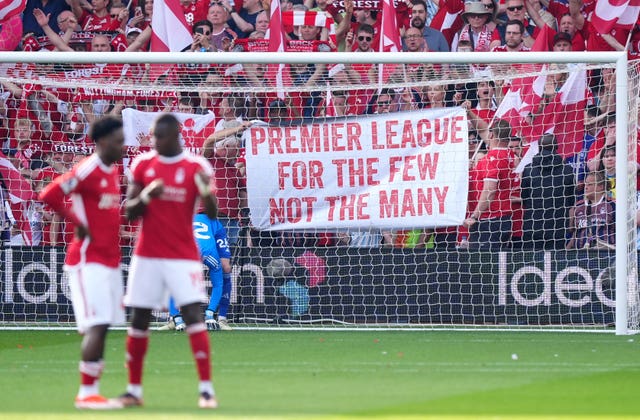 Nottingham Forest fans made their feelings towards the Premier League clear