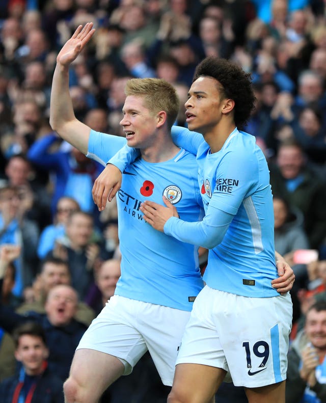 Kevin De Bruyne (left) and Leroy Sane lost out to Salah for the PFA Player of the Year award