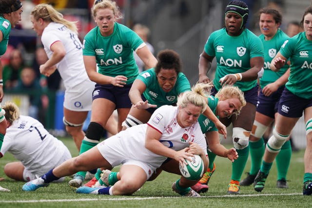 England’s Marlie Packer scores against Ireland