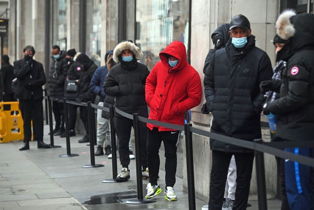 Shoppers queuing