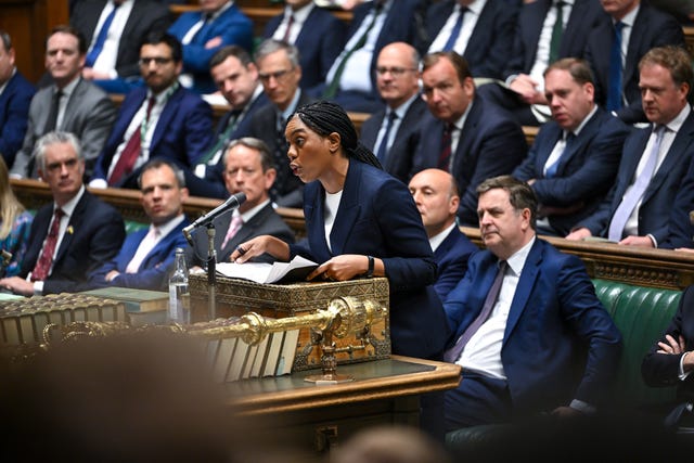 Kemi Badenoch at the despatch box at PMQs