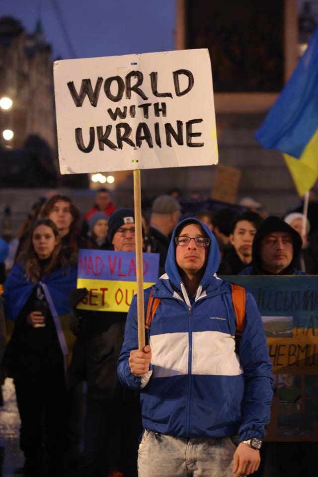The Russian invasion of Ukraine has prompted outrage around the world (James Manning/PA)