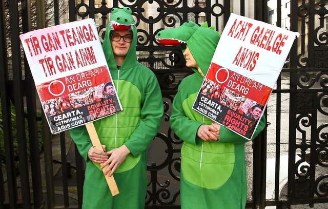 Irish language strategy protest