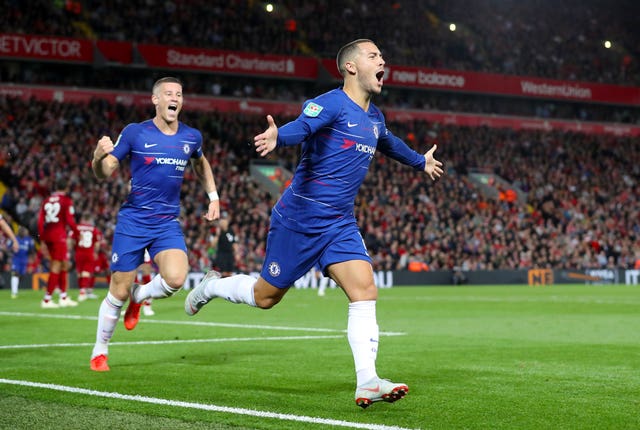 Eden Hazard's strike sunk Liverpool in the Carabao Cup (Martin Rickett/PA)